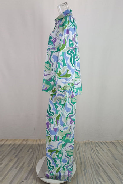 Conjunto de Dos Piezas con Estampado Abstracto para Mujer | Ideal para Uso Casual