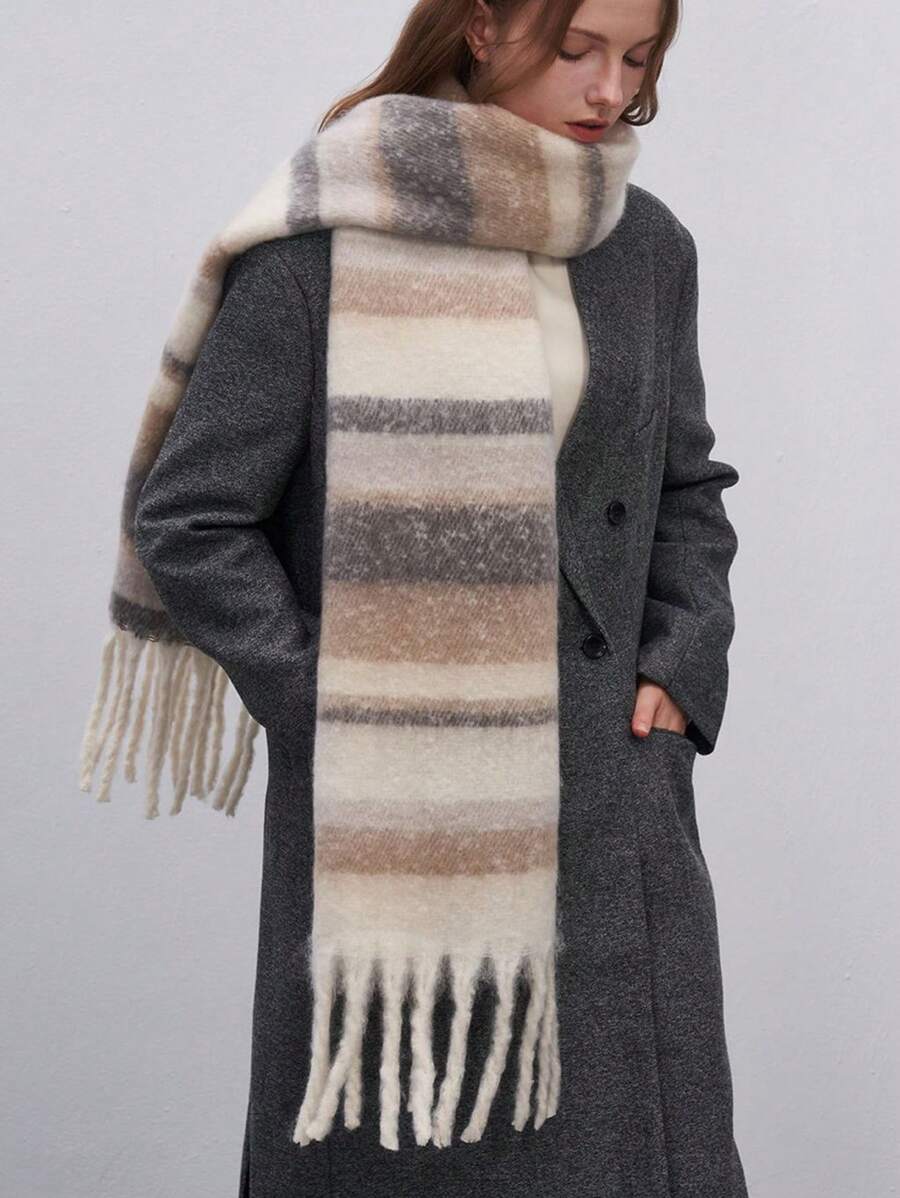 Bufanda Con Diseño A Rayas Para Mujer | Ideal Para Invierno