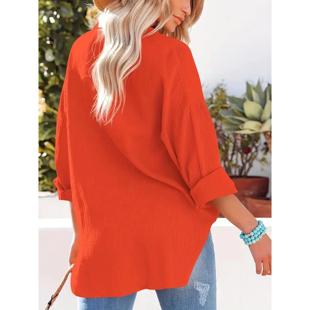 Camisa Con Corte Recto Y Mangas Largas Para Mujer | Ideal Para Uso Diario Y Profesional