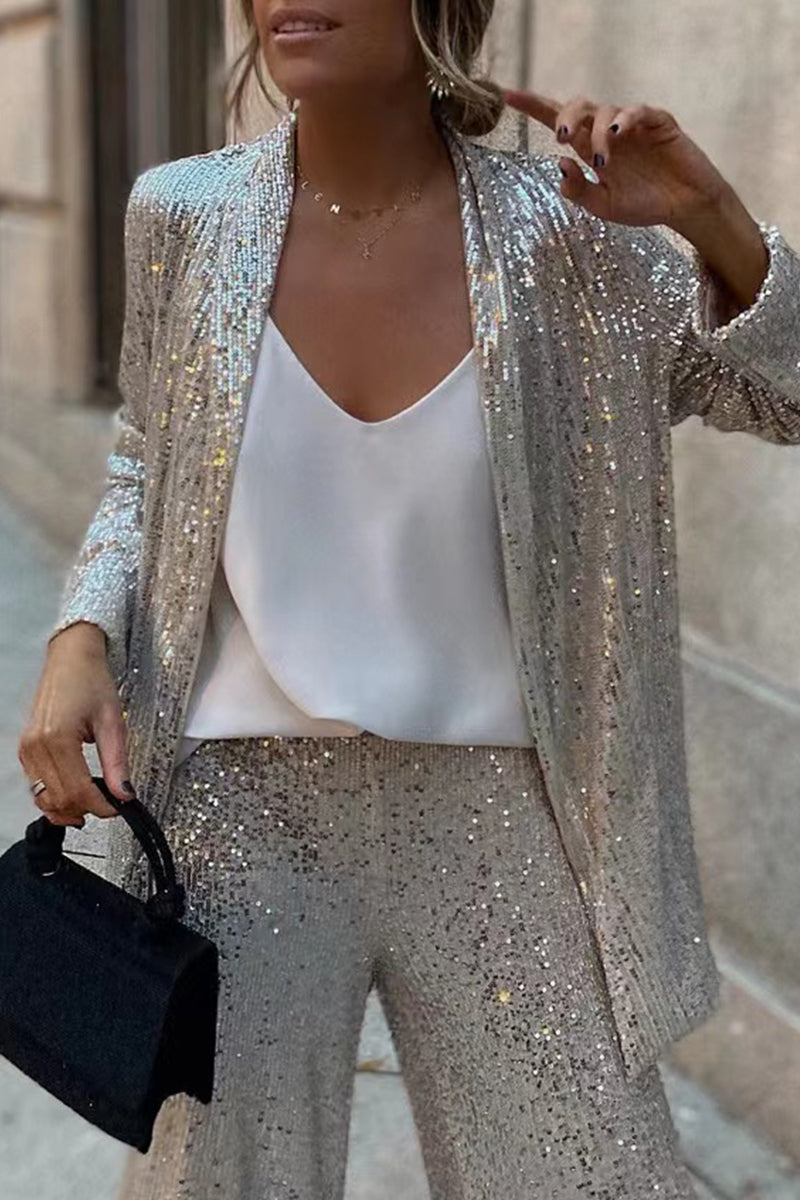 Conjunto De Blazer Ajustado Y Pantalón De Piernas Anchas Para Adultos | Ideal Para Contextos Formales Y Ocasiones Especiales