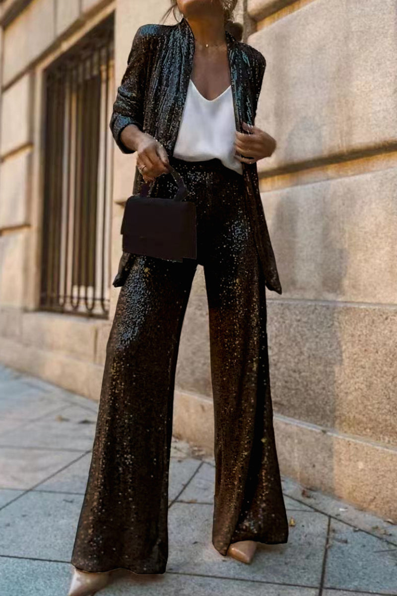 Conjunto De Blazer Ajustado Y Pantalón De Piernas Anchas Para Adultos | Ideal Para Contextos Formales Y Ocasiones Especiales