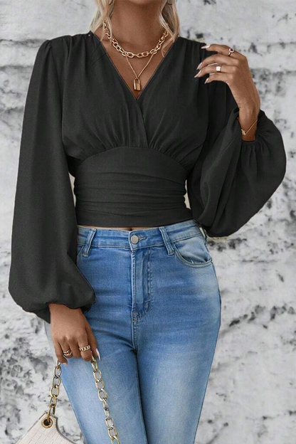 Blusa Con Cuello En V Y Detalle Fruncido Para Mujer | Ideal Para Uso Diario O Profesional