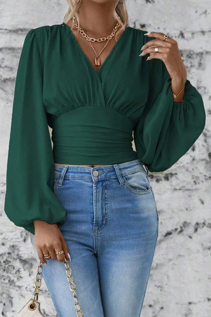 Blusa Con Cuello En V Y Detalle Fruncido Para Mujer | Ideal Para Uso Diario O Profesional
