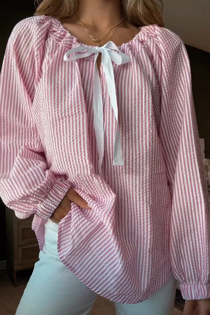 Blusa Rayada Con Corte Amplio Y Mangas Largas Para Mujer | Ideal Para Uso Diario Y Ocasiones Informales