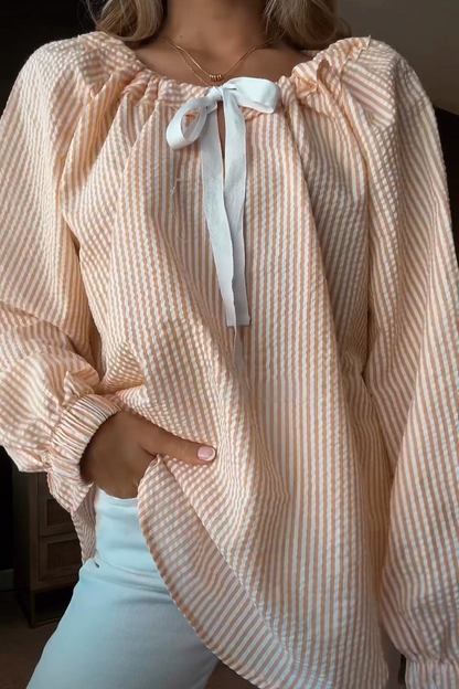 Blusa Rayada Con Corte Amplio Y Mangas Largas Para Mujer | Ideal Para Uso Diario Y Ocasiones Informales