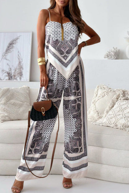 Conjunto De Dos Piezas Con Top Sin Mangas De Espalda Descubierta Y Pantalón Fluido Para Mujer | Ideal Para Verano