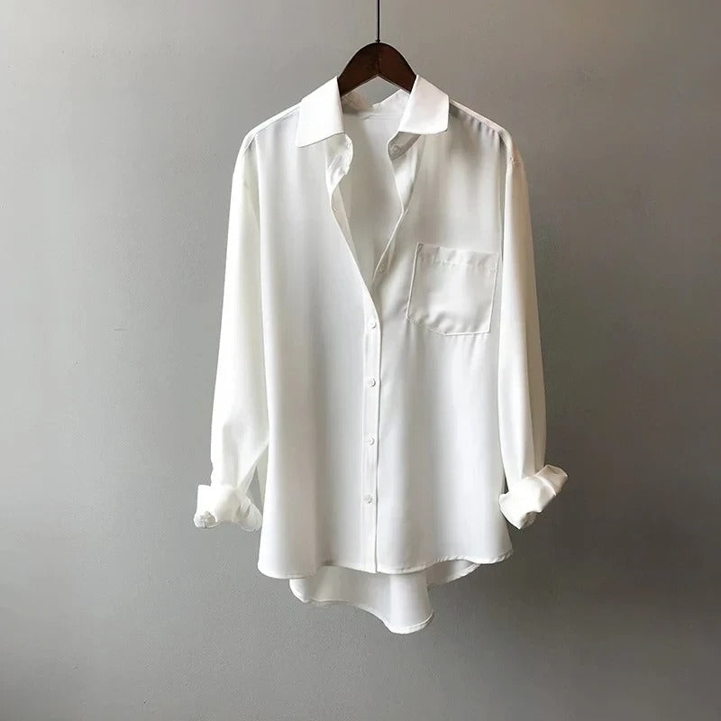Camisa Con Corte Ligeramente Amplio Y Bolsillo Frontal Para Mujer | Ideal Para Uso Diario
