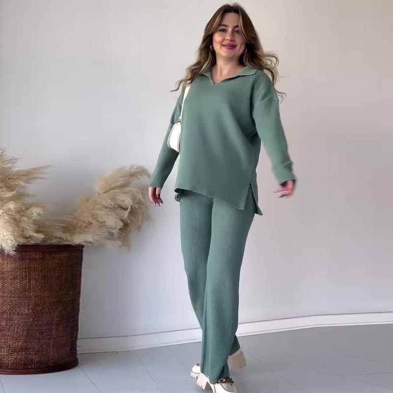 Conjunto Lounge de Dos Piezas con Top y Pantalón de Pierna Ancha para Mujer | Ideal para Uso Diario Informal
