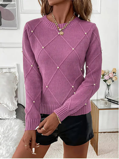 Jersey De Manga Larga Con Motivo Texturizado Para Mujer | Ideal Para Uso Diario Y Superposición
