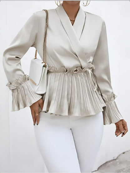 Blusa Con Cuello En V Y Cinturón Para Mujer | Ideal Para Uso Diario Y Profesional