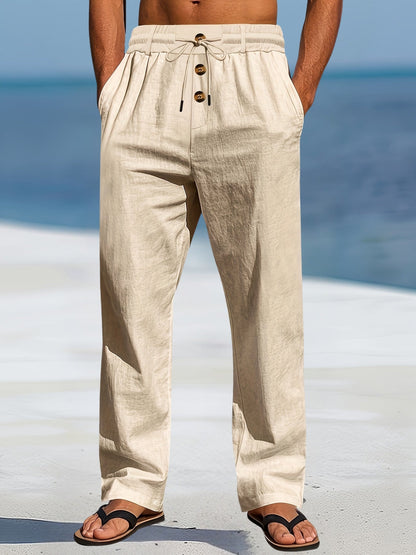 Pantalón de Pierna Ancha con Cintura Elástica y Cordón para Hombre | Ideal para Uso Diario