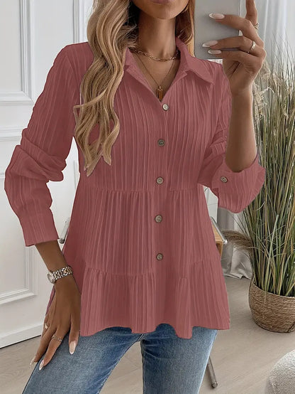 Camisa Con Cierre De Botones Y Corte Fluido Para Mujer | Ideal Para Oficina Y Uso Diario