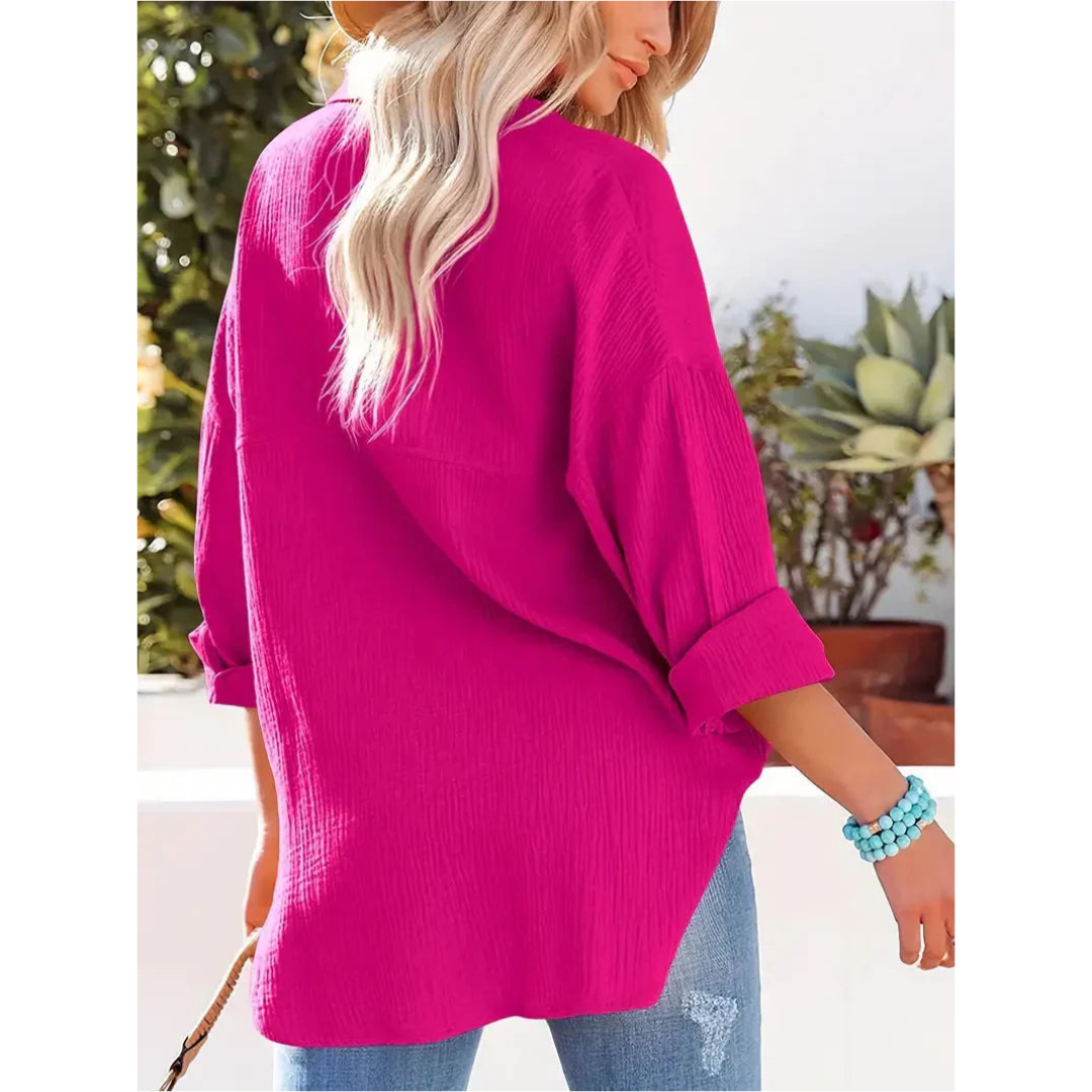 Camisa Con Corte Recto Y Mangas Largas Para Mujer | Ideal Para Uso Diario Y Profesional