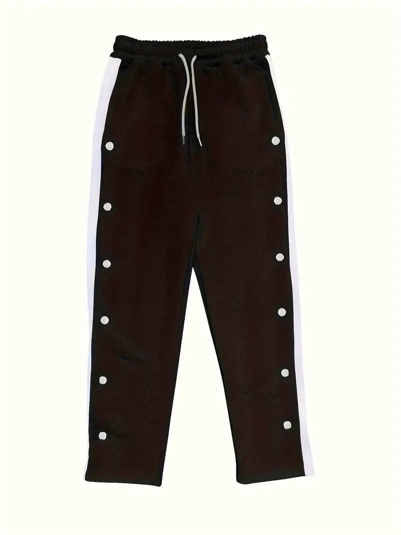 Pantalón de Corte Amplio con Botones Laterales y Cintura Elástica para Hombre | Ideal para Uso Diario