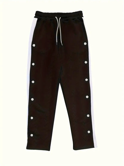 Pantalón de Corte Amplio con Botones Laterales y Cintura Elástica para Hombre | Ideal para Uso Diario