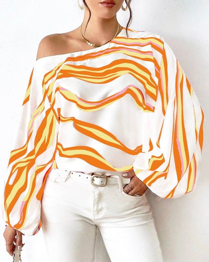 Blusa Con Estampado De Rayas Y Escote Hombros Descubiertos Para Mujer | Ideal Para Uso Diario Y Salidas