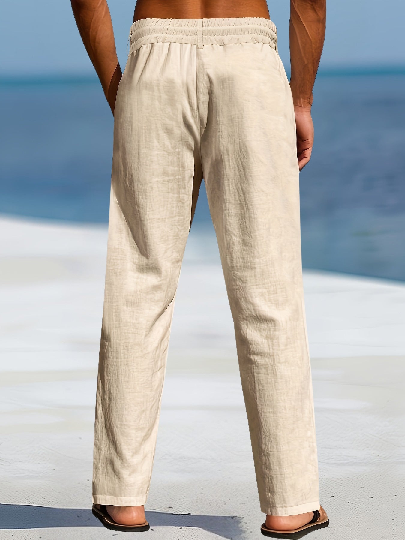 Pantalón de Pierna Ancha con Cintura Elástica y Cordón para Hombre | Ideal para Uso Diario