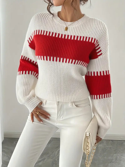 Jersey De Manga Larga Con Cuello Redondo Para Mujer | Ideal Para Uso Diario Y Trabajo
