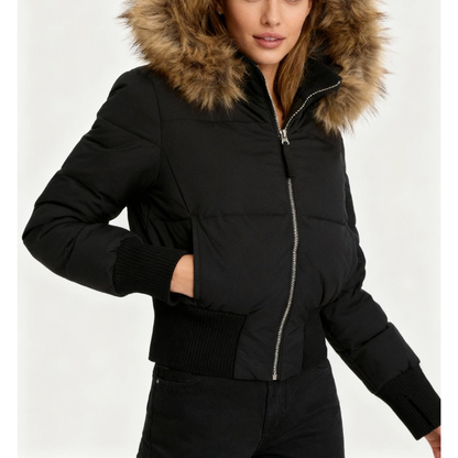 Chaqueta Acolchada con Cuello Alto y Capucha Desmontable para Mujer | Ideal para Invierno