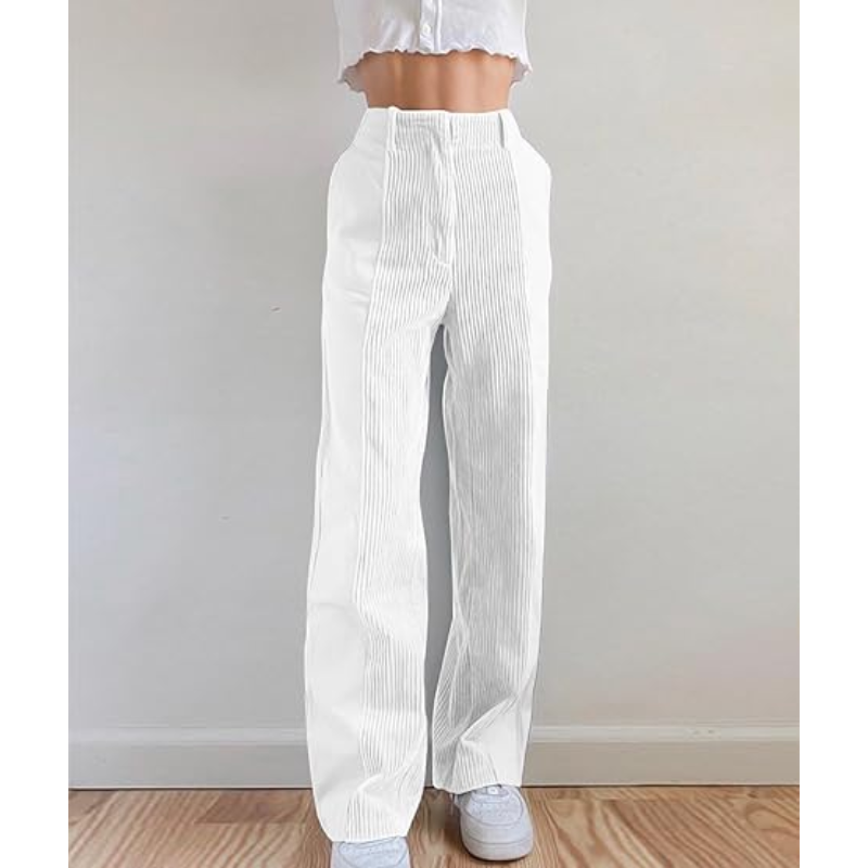 Pantalón De Talle Alto Con Pierna Ancha Para Mujer | Ideal Para Oficina O Uso Diario