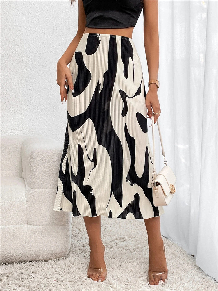 Falda Midi de Cintura Alta con Estampado Geométrico para Mujer | Ideal para Uso Diario o Eventos Formales