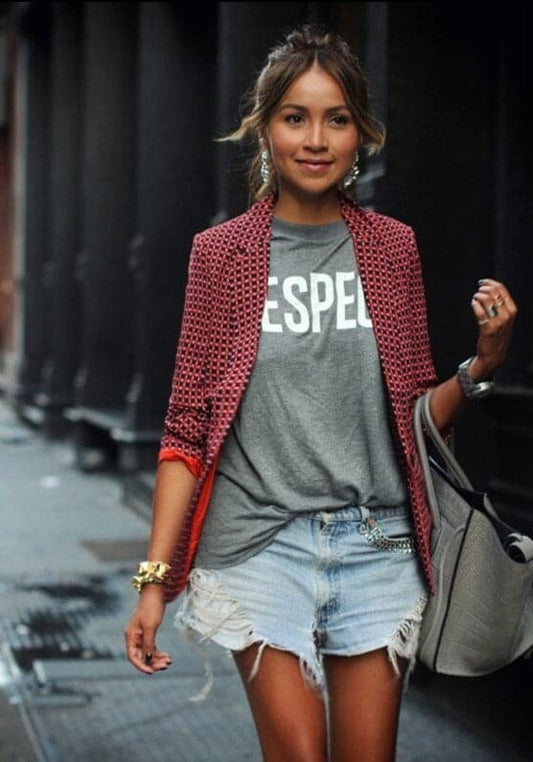 Chaqueta con Motivo de Cuadros y Cuello de Solapa para Mujer | Ideal para Uso Diario o Entornos Profesionales