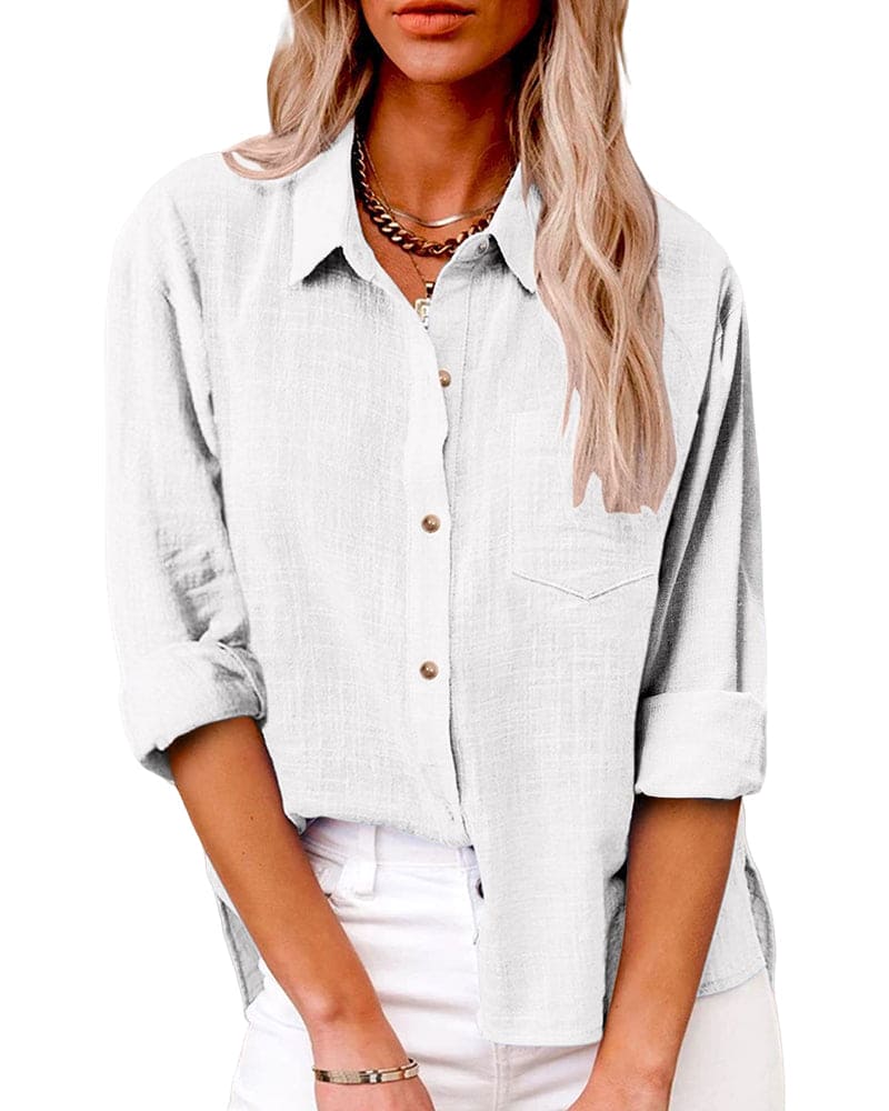 Camisa de Manga Larga con Cierre de Botones para Mujer | Ideal para Uso Diario y Semi-Formal
