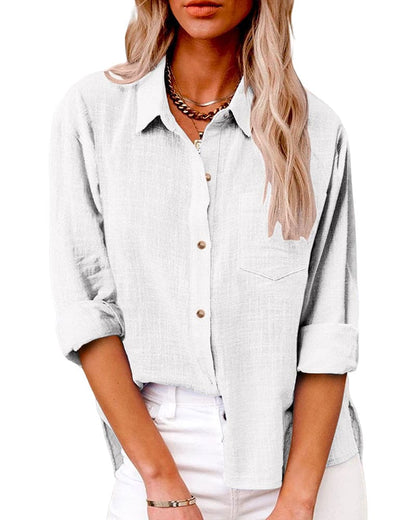 Camisa de Manga Larga con Cierre de Botones para Mujer | Ideal para Uso Diario y Semi-Formal