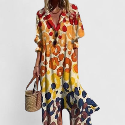 Vestido Midi Con Botones Frontales Y Estampado Floral Para Mujer | Ideal Para Verano Y Uso Diario