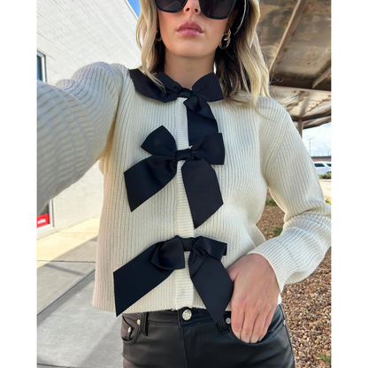Jersey De Manga Larga Con Nudo Integrado Y Cuello Redondo Para Mujer | Ideal Para Uso Diario E Informal