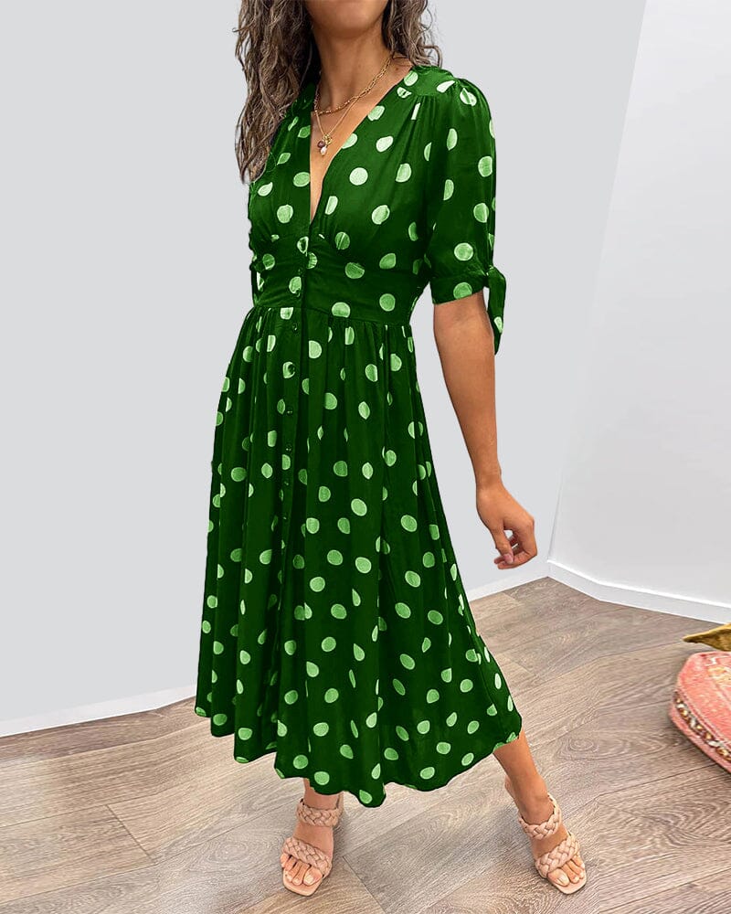 Vestido Midi con Estampado de Lunares para Mujer | Ideal para Salidas y Eventos de Verano