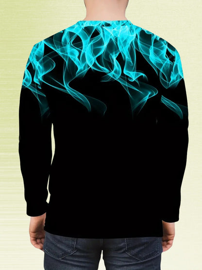 Camiseta de Manga Larga con Estampado de Llamas para Hombre | Ideal para Uso Diario