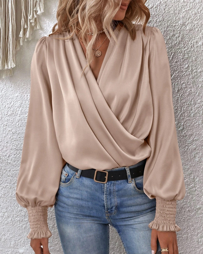 Blusa Con Encolure En V Y Corte Ajustado Para Mujer | Ideal Para Uso Profesional E Informal