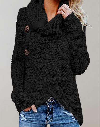 Suéter De Punto Con Cuello Alto Y Manga Larga Para Mujer | Ideal Para Otoño E Invierno