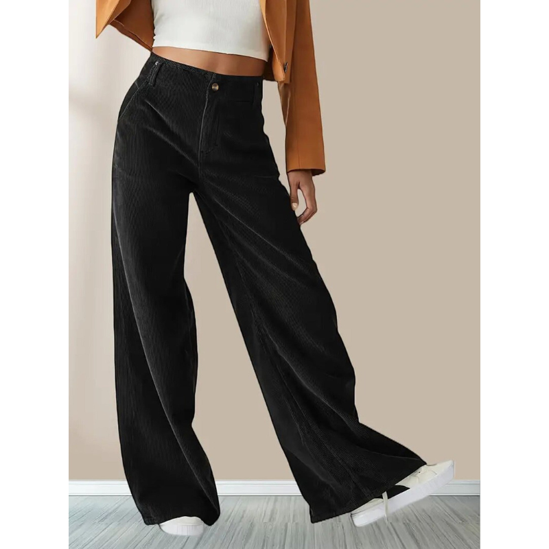 Pantalón Con Pierna Ancha Y Corte Holgado Para Mujer | Ideal Para Uso Diario