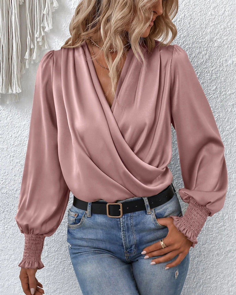 Blusa Con Encolure En V Y Corte Ajustado Para Mujer | Ideal Para Uso Profesional E Informal