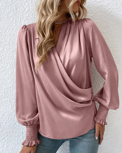 Blusa Con Encolure En V Y Corte Ajustado Para Mujer | Ideal Para Uso Profesional E Informal
