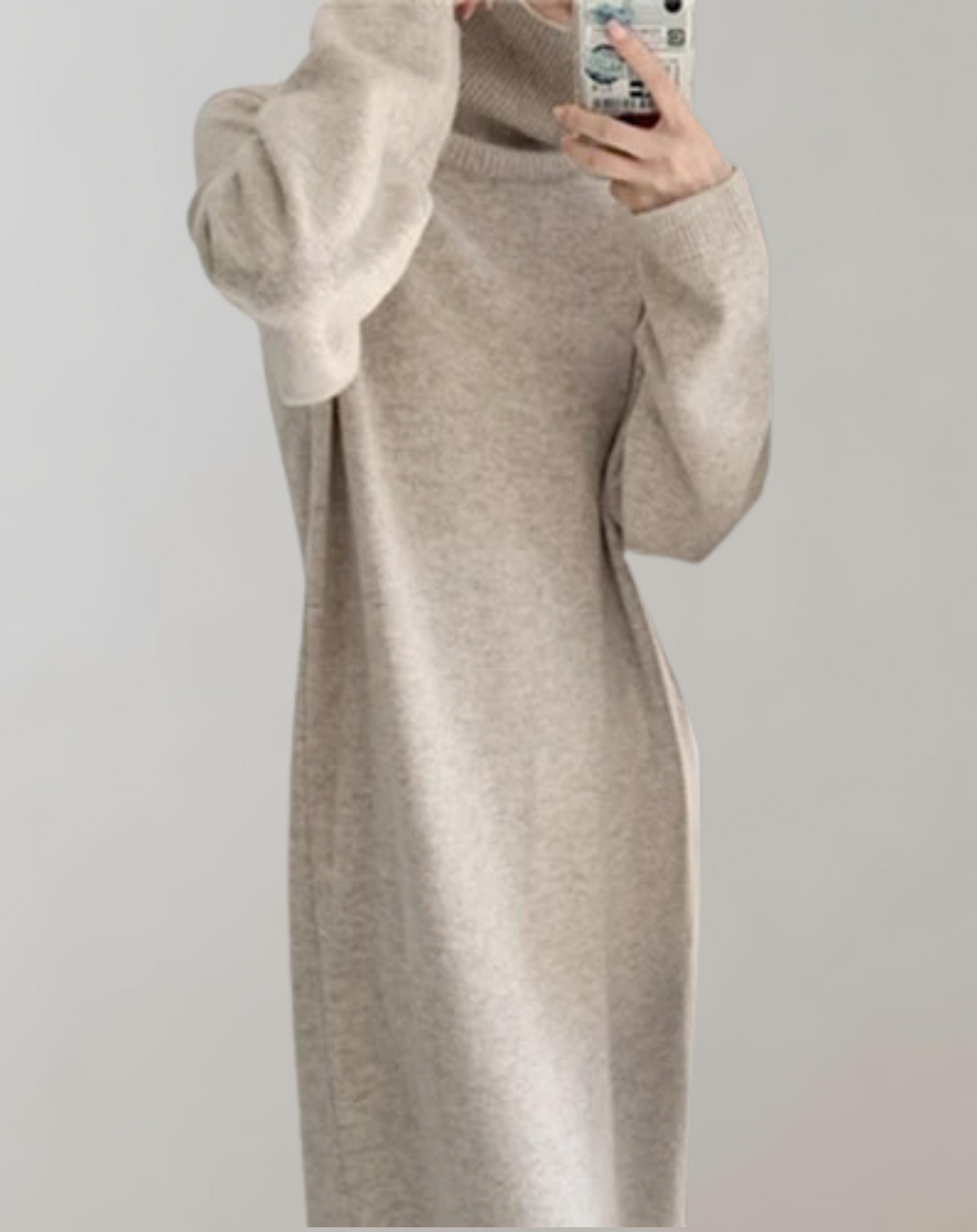 Vestido Tipo Jersey Con Cuello Alto Y Manga Larga Para Mujer | Ideal Para Invierno