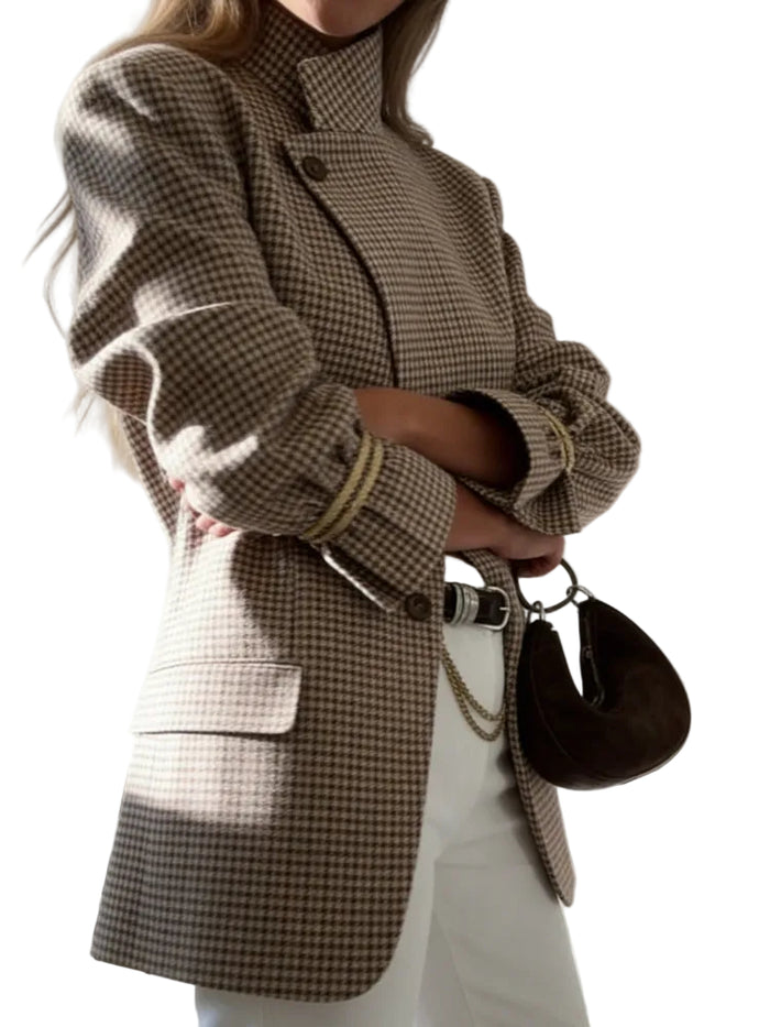 Blazer Estructurado Con Cuadros Para Mujer | Ideal Para Trabajo Y Uso Diario