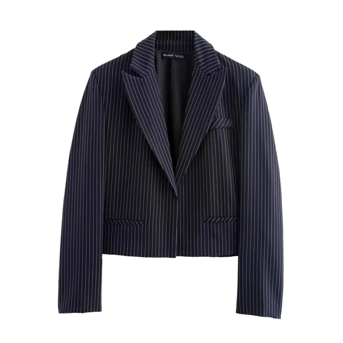 Blazer Corto con Doble Botonadura y Motivo de Rayas para Mujer | Ideal para Uso Diario y Ocasiones Formales