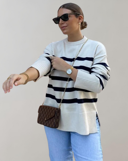 Jersey Con Rayas De Corte Amplio Para Mujer | Ideal Para Uso Diario