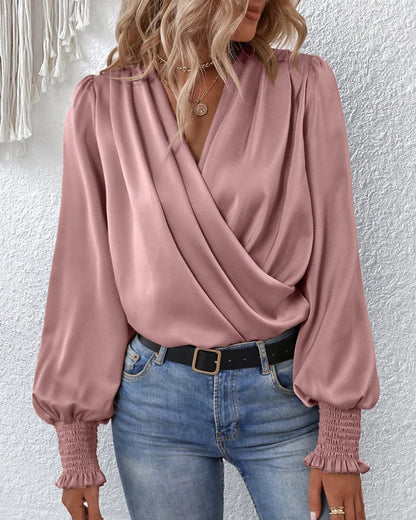Blusa Con Encolure En V Y Corte Ajustado Para Mujer | Ideal Para Uso Profesional E Informal