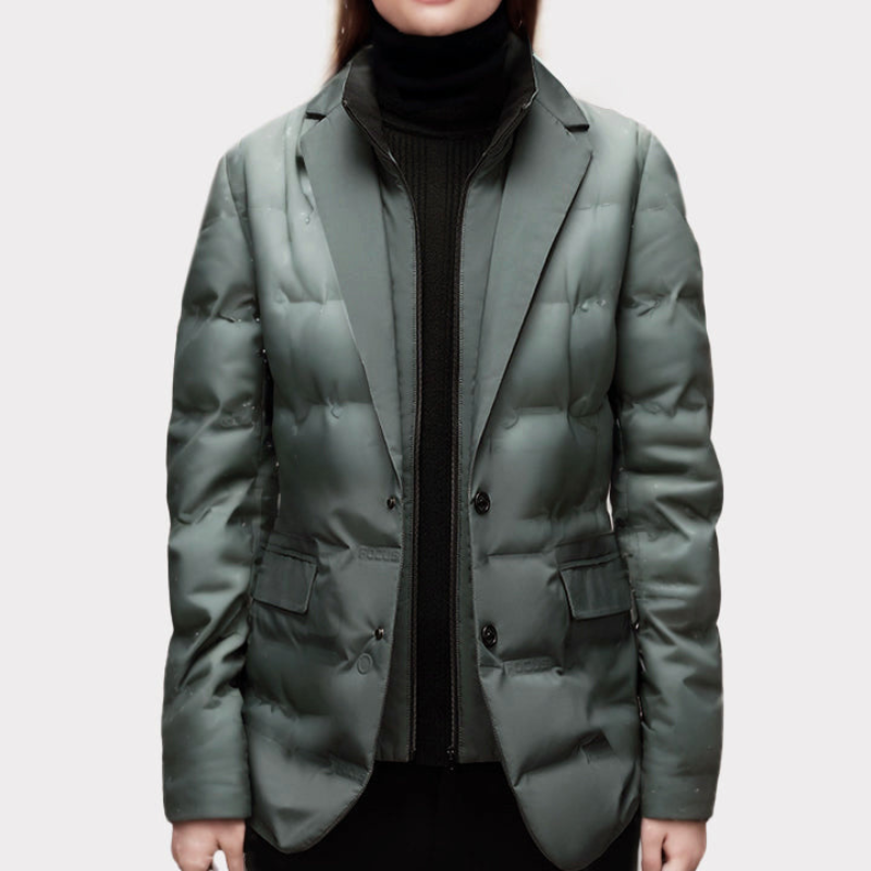 Chaqueta Larga Con Cuello Alto Para Mujer | Ideal Para Uso Diario