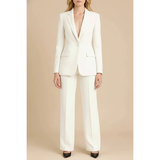 Conjunto De Chaqueta Larga Y Pantalón De Corte Recto Para Mujer | Ideal Para Oficina Y Eventos Formales