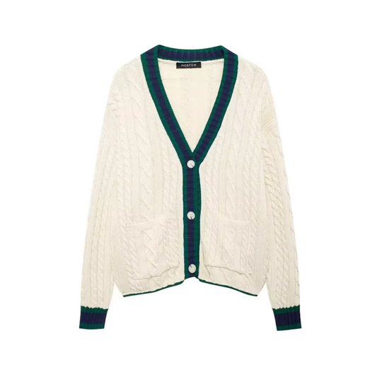 Jersey de Rayas Beige y Negro para Mujer con Mangas Largas | Ideal para Uso Diario