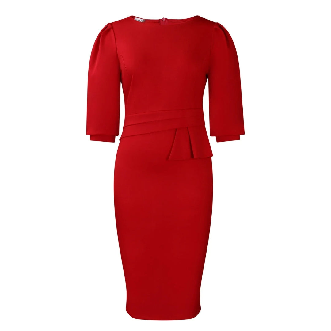 Vestido Midi Tipo Lápiz Con Cinturón En La Cintura Para Mujer | Ideal Para Uso Profesional Y Diario