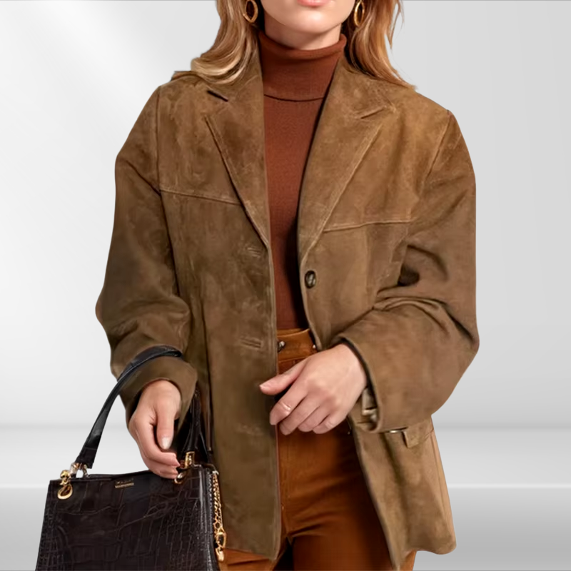 Blazer de Corte Recto con Cierre de Botón y Solapa Clásica para Mujer | Ideal para Todo el Año