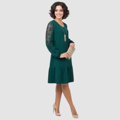 Vestido Midi Con Mangas De Paneles Transparentes Para Mujer | Ideal Para Uso Diario Y Eventos Sociales