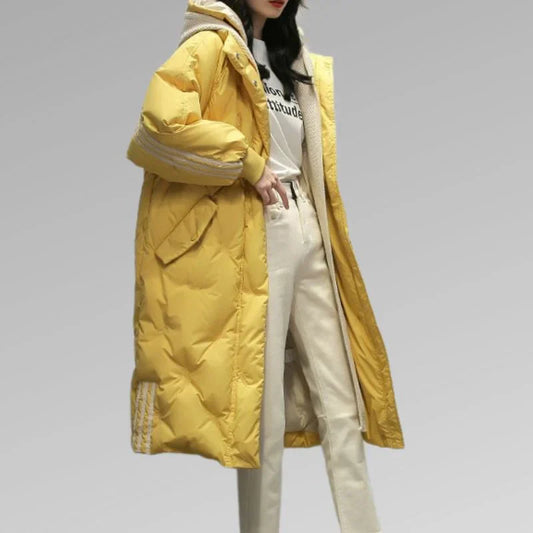 Abrigo Largo Acolchado Con Capucha Para Mujer | Ideal Para Otoño E Invierno