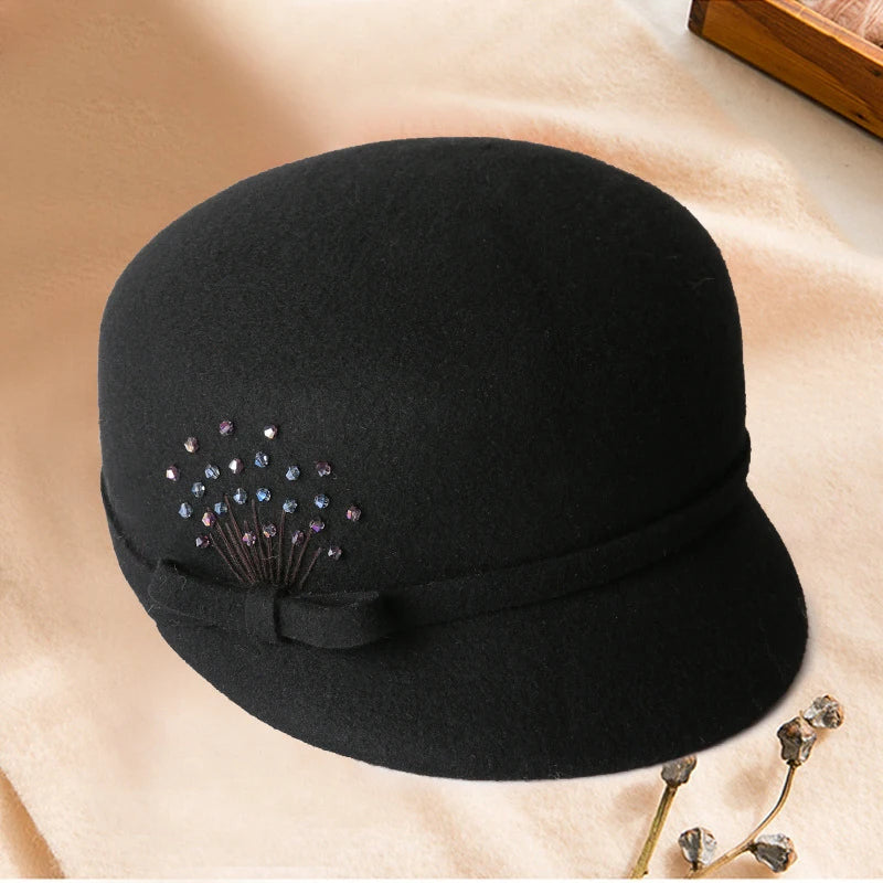 Boina De Invierno Con Visera Y Detalles Decorativos Para Mujer | Ideal Para Temporada Fría
